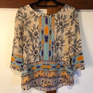 Anthropologie silk colorful blouse